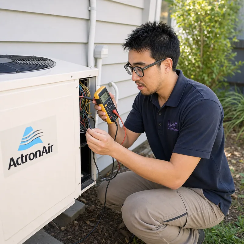 Gary using a multimeter to diagnose an AC fault